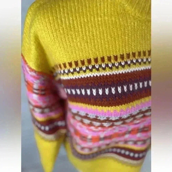Forever 21 Bright Yellow Fair Isle‎ Pullover Knit Sweater Woman’s Size S relaxed - Picture 6 of 15